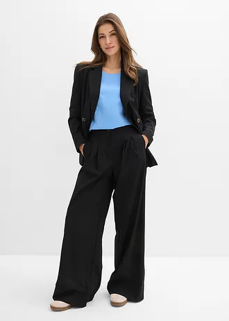 Blouse van een soepele viscosemix, Kleur: middenblauw