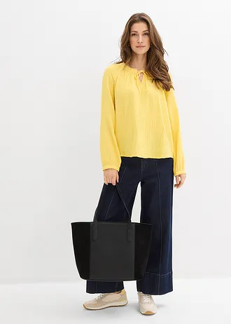 Blouse T-shirt en gaze de coton • jaune moyen • Boutique bonprix