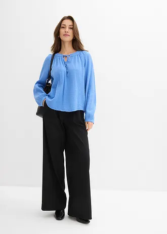 Blouse van zacht mousseline, Kleur: middenblauw