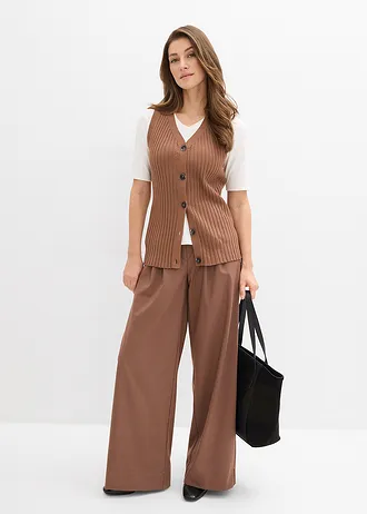 Gilet sans manches en maille côtelée • marron • Boutique bonprix