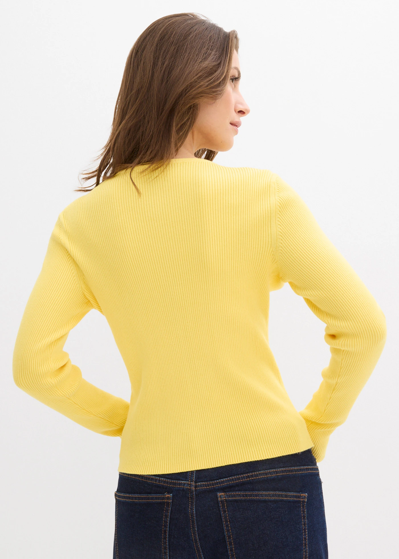 Fijngebreid vest in een zachte viscosemix • geel • bonprix online shop