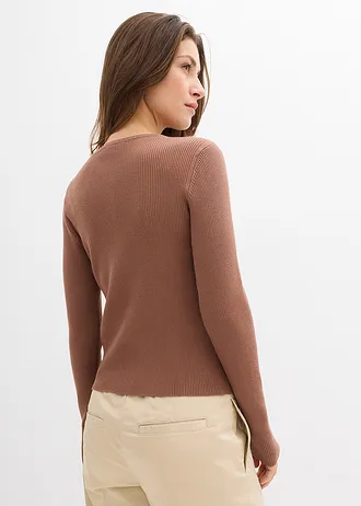 Fijngebreid vest in een zachte viscosemix • kastanjebruin • bonprix online shop