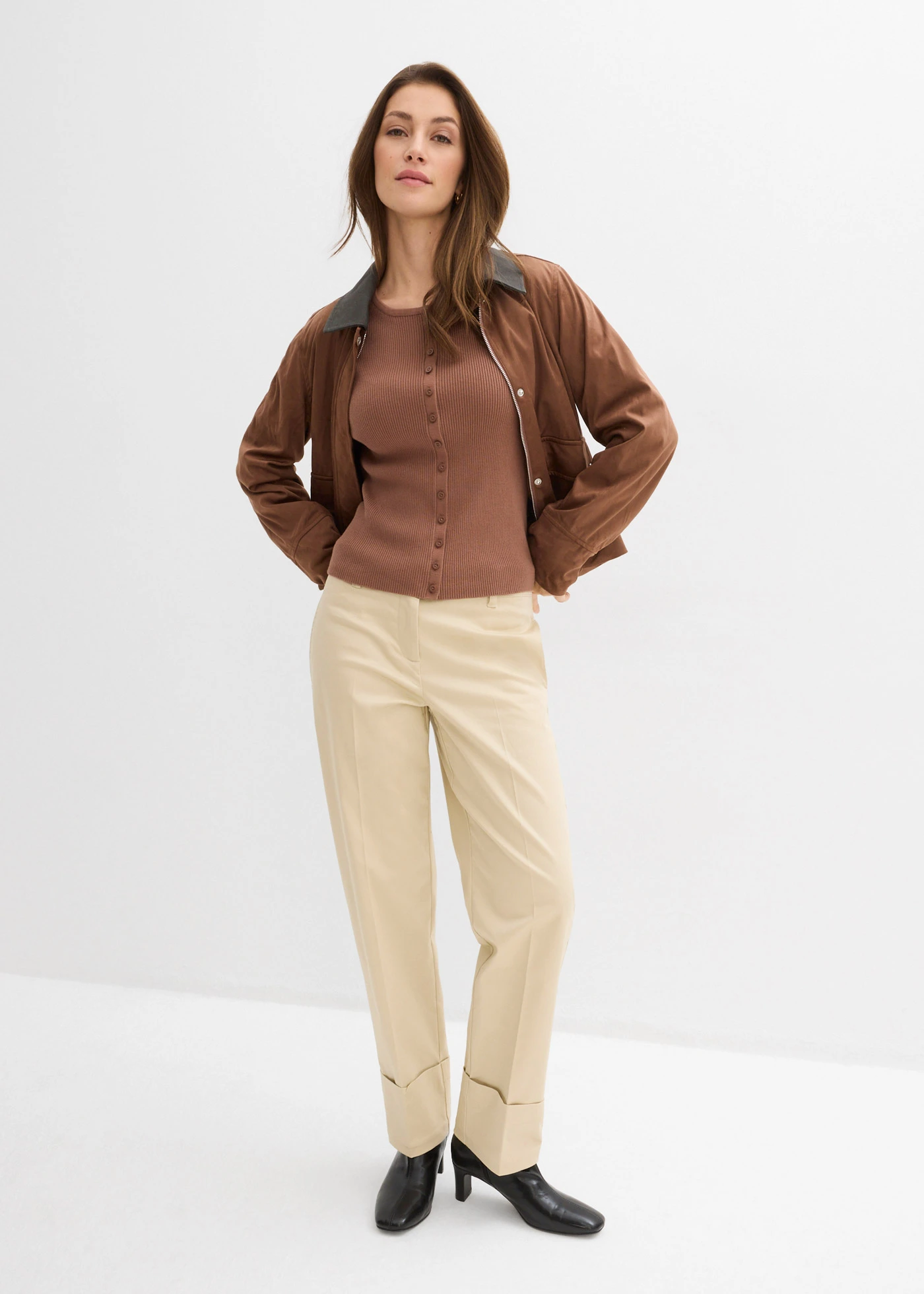 Fijngebreid vest in een zachte viscosemix • kastanjebruin • bonprix online shop