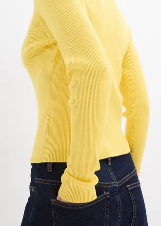 Fijngebreid vest in een zachte viscosemix • geel • bonprix online shop