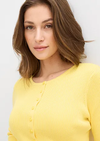 Kötött kardigán puha viszkóz-keverékből • közepes sárga • bonprix áruház