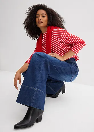 Wide leg jeans, high waist • donkerblauw denim used • bonprix online shop