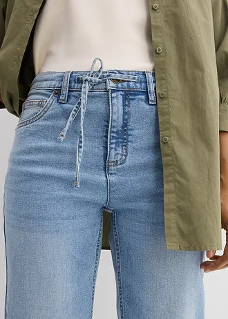 Jean droit et loose, taille mi-haute • bleu clair denim used • Boutique bonprix