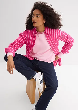 Dżinsy o kroju loose z prostymi nogawkami i talią mid waist • granatowy denim unwashed • sklep bonprix