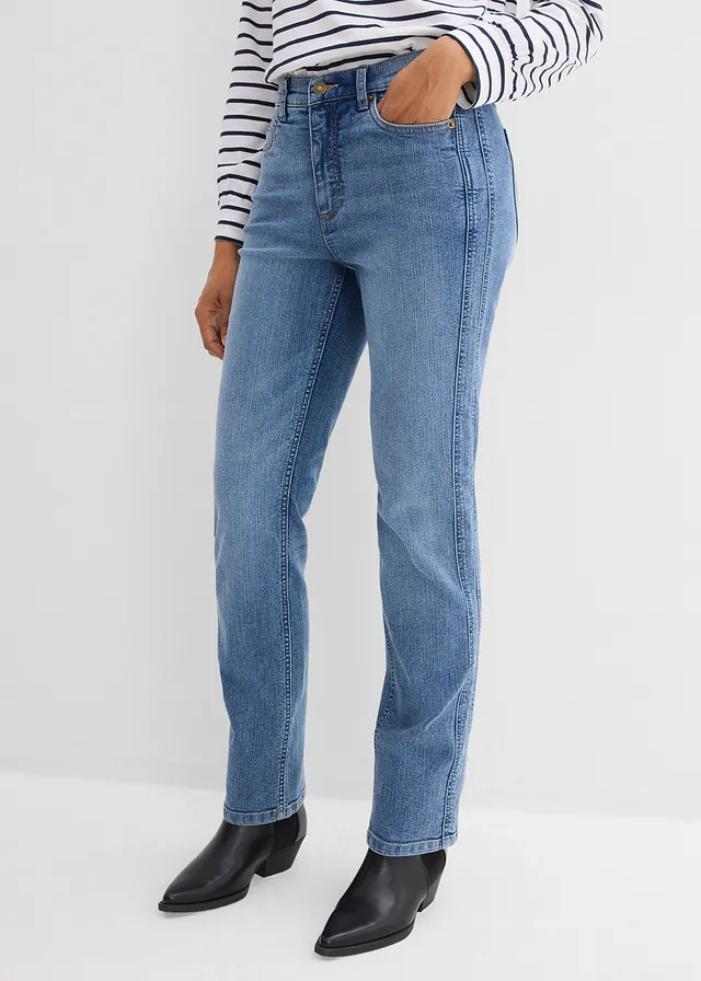 Jean droit taille haute • bleu moyen denim used • product-page.page-title-suffix