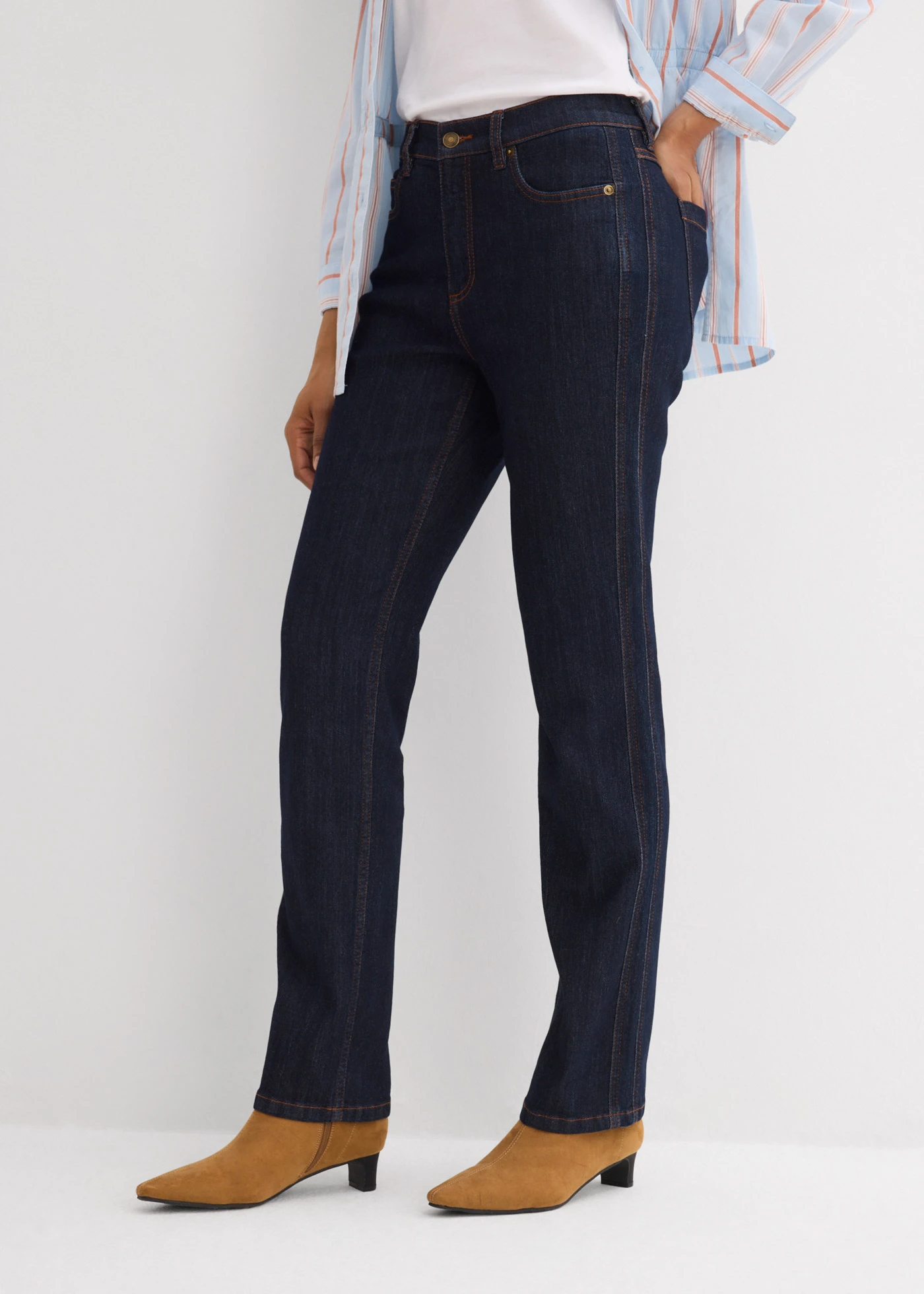 Straight jeans, high waist • diepblauw denim ongewassen • bonprix online shop