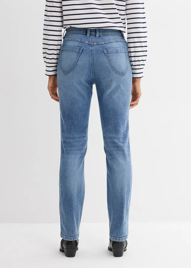 Jean droit taille haute • bleu moyen denim used • product-page.page-title-suffix