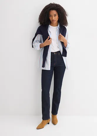 Džíny Straight, High Waist, barva: sytě modrý denim unwashed