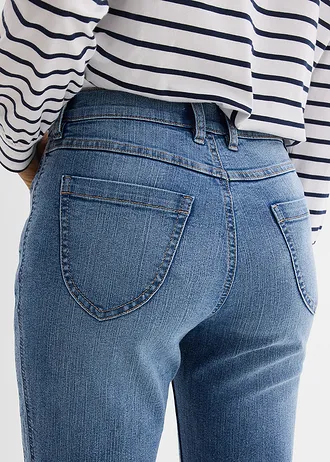 Dżinsy z prostymi nogawkami, high waist • niebieski denim "used" • sklep bonprix