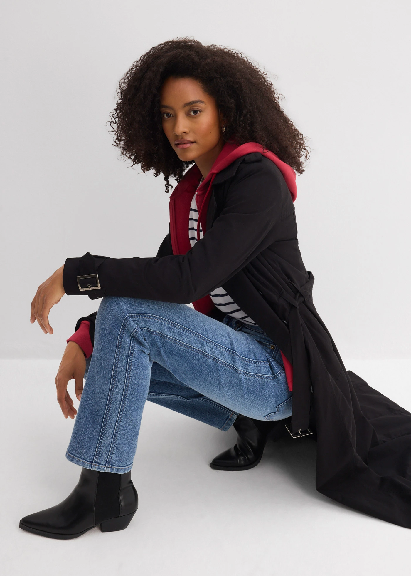 Jean droit taille haute • bleu moyen denim used • Boutique bonprix