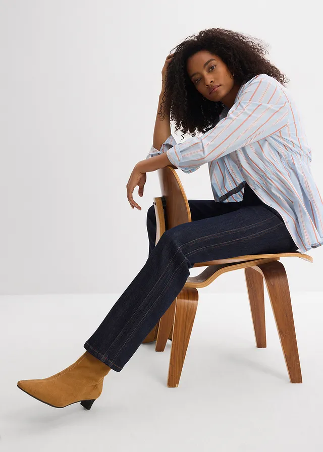 Jean droit taille haute • bleu foncé denim brut • product-page.page-title-suffix