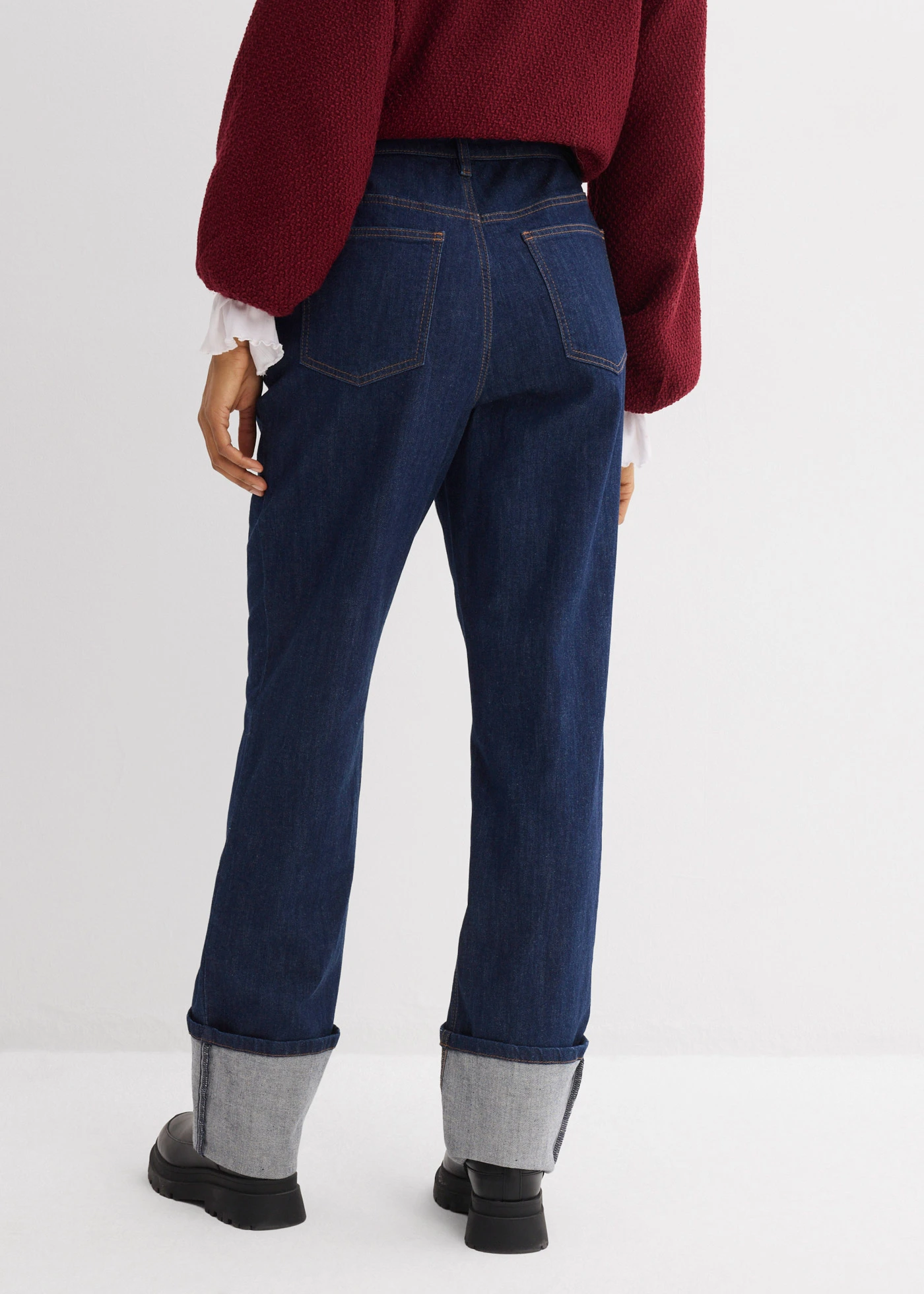 Jean large et droit, taille haute • bleu foncé denim brut • Boutique bonprix