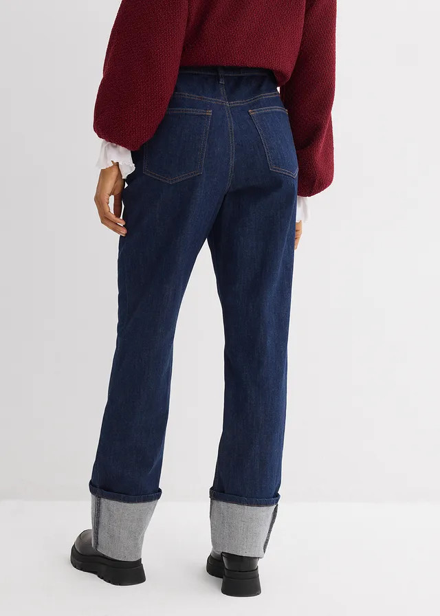 Džínsy straight, Loose, High Waist • tmavomodrá denim • obchod bonprix