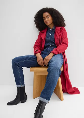 Jean boyfriend taille mi-haute et élastiquée • bleu foncé denim used • Boutique bonprix