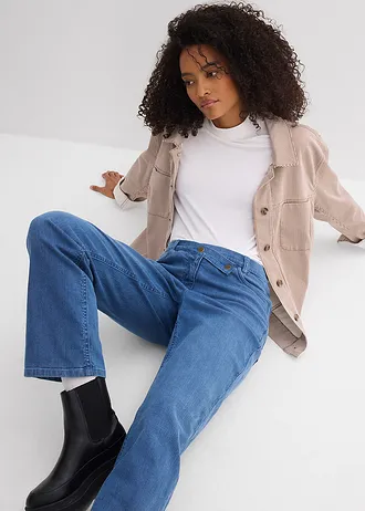 Jean loose taille mi-haute, coupe droite • medium bleu bleached used • Boutique bonprix