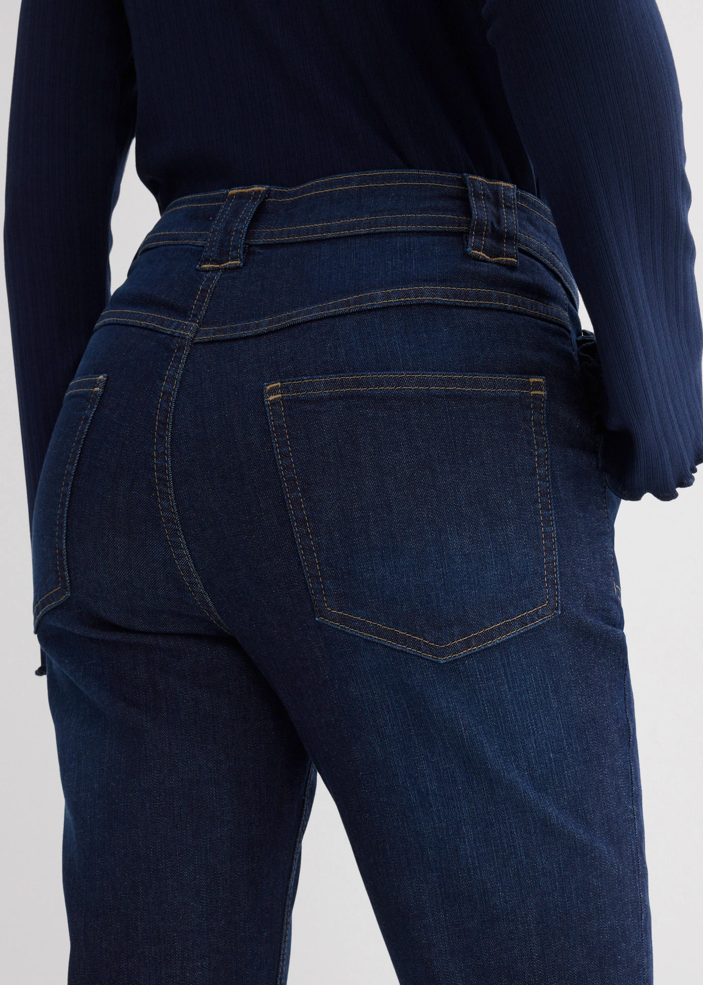 Flared jeans, high waist, biologisch katoen • donkerblauw denim used • bonprix online shop