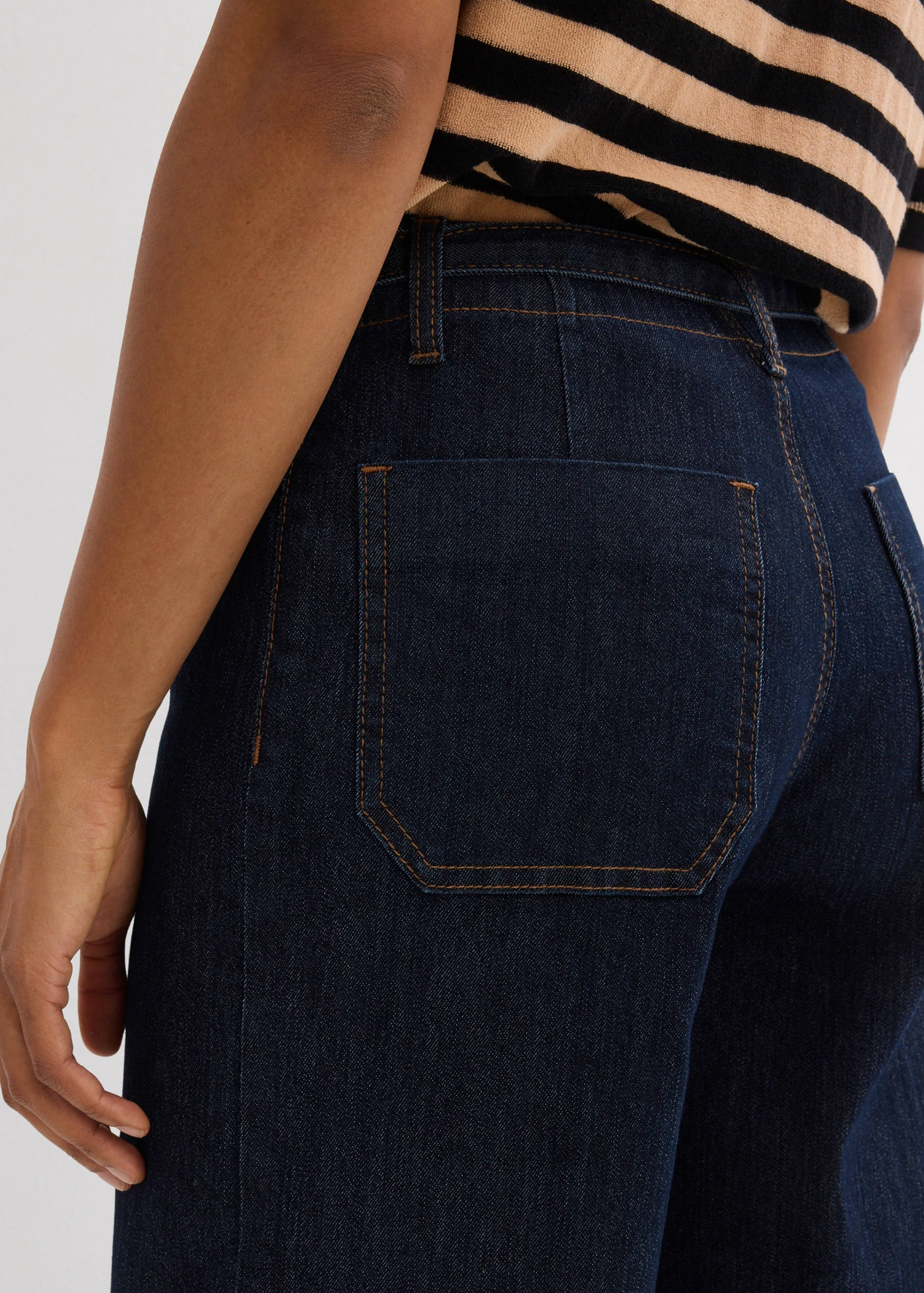 Wide Leg farmer, High Waist, rövidített • mélykék denim, mosatlan • bonprix áruház