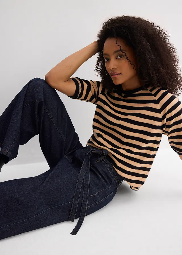 Jean large taille haute, cropped • bleu foncé denim brut • product-page.page-title-suffix
