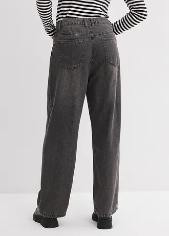 Jean large taille haute, Couleur: gris denim used