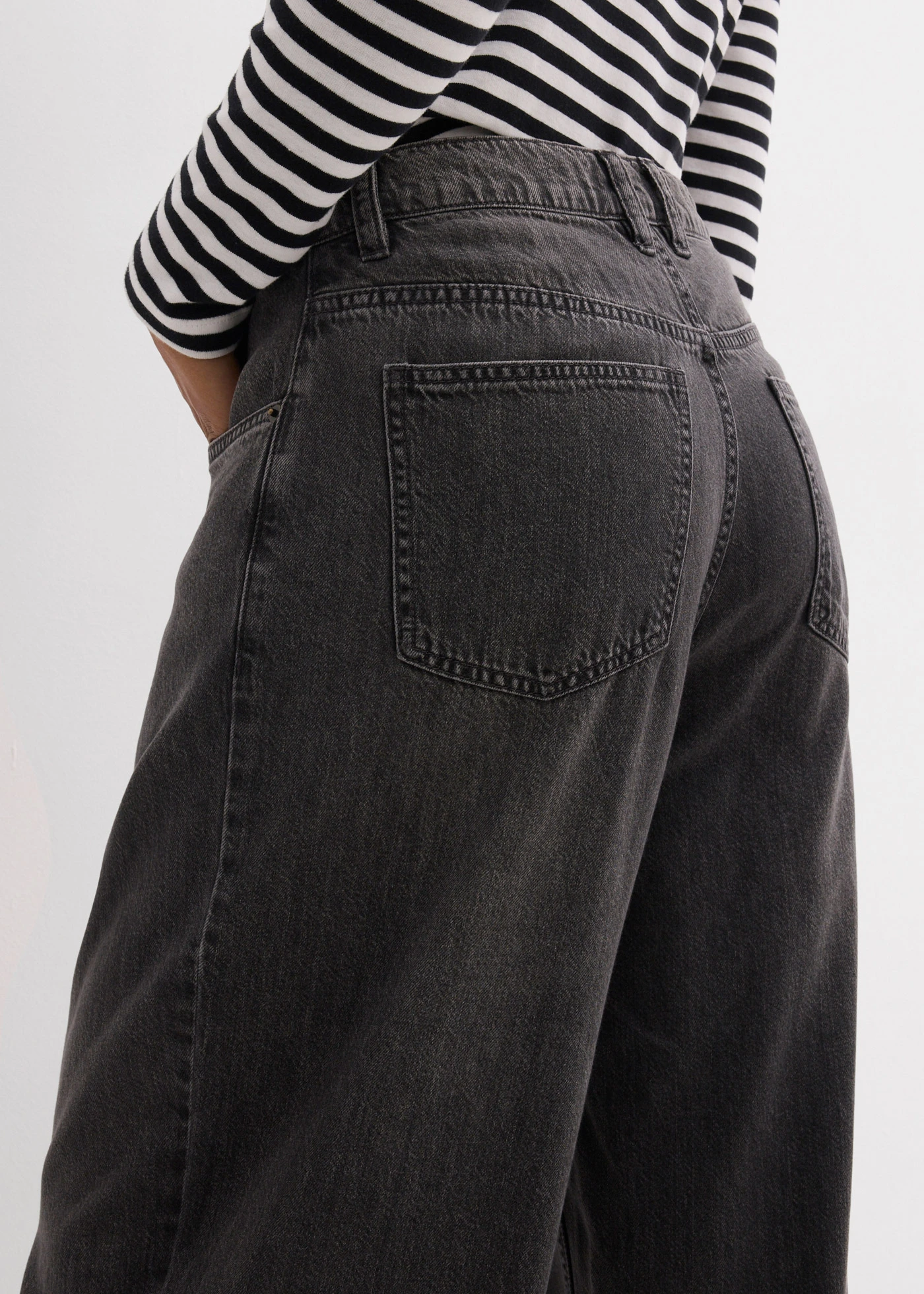 Jean large taille haute • gris denim used • Boutique bonprix