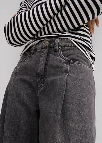 Dżinsy wide leg, high waist • szary denim used • sklep bonprix