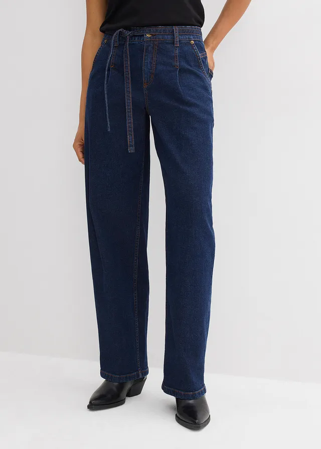 Jean barrel taille mi-haute • bleu foncé denim brut • product-page.page-title-suffix