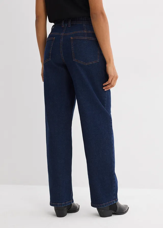Jean barrel taille mi-haute • bleu foncé denim brut • product-page.page-title-suffix