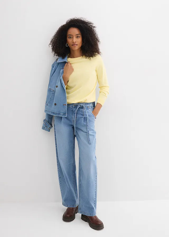 Barrel jeans mid waist, Kleur: lichtblauw denim used