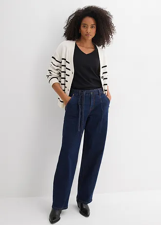 Džíny Barrel, Mid Waist, barva: sytě modrý denim unwashed