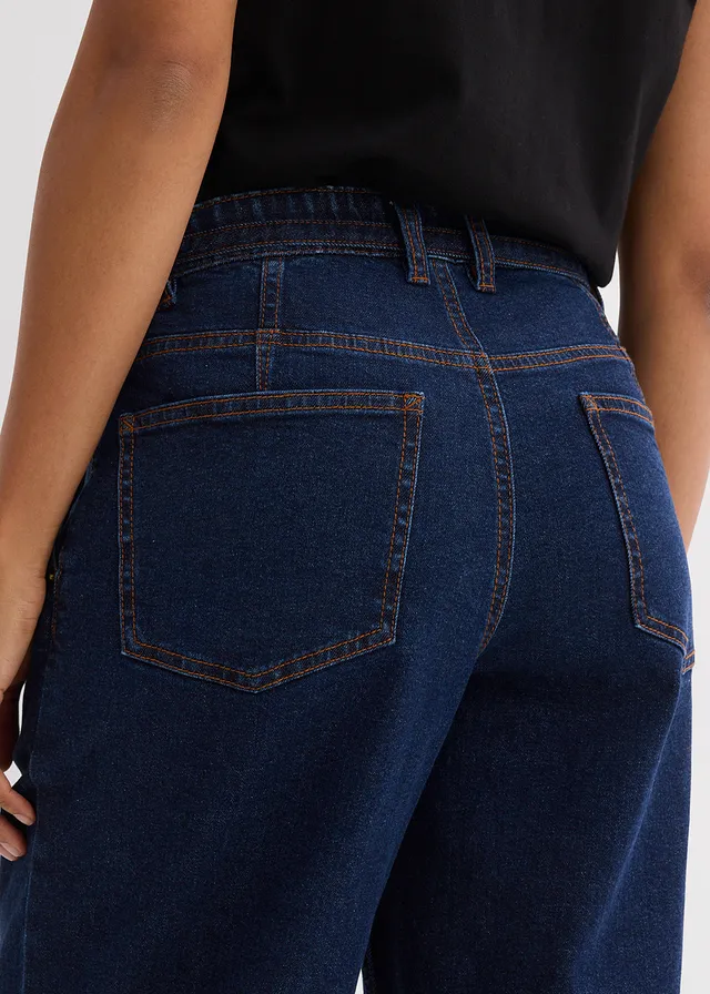 Jean barrel taille mi-haute • bleu foncé denim brut • product-page.page-title-suffix