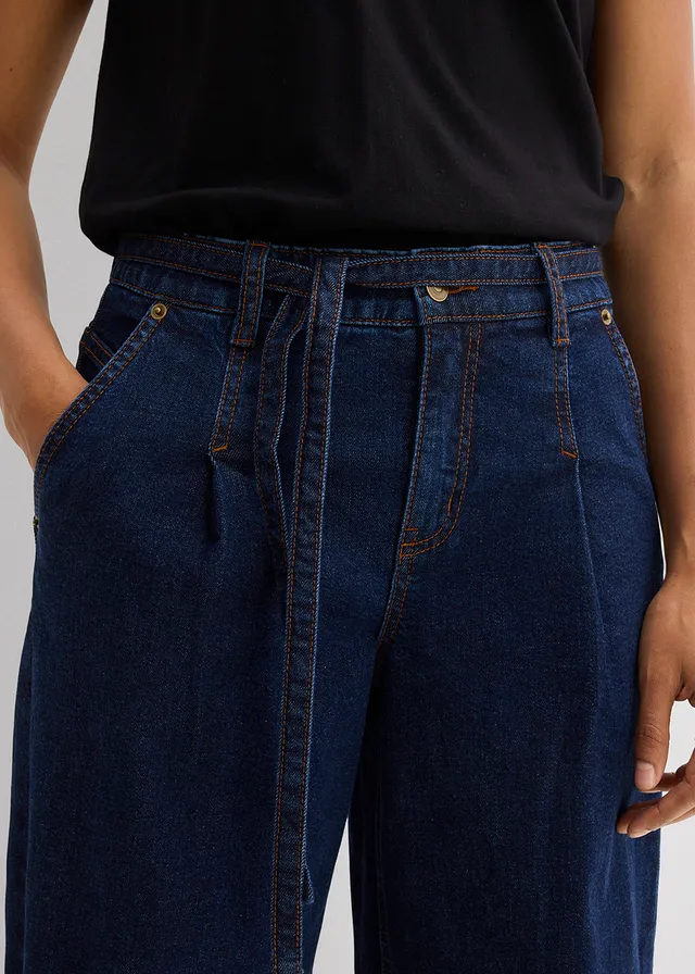 Jean barrel taille mi-haute • bleu foncé denim brut • product-page.page-title-suffix
