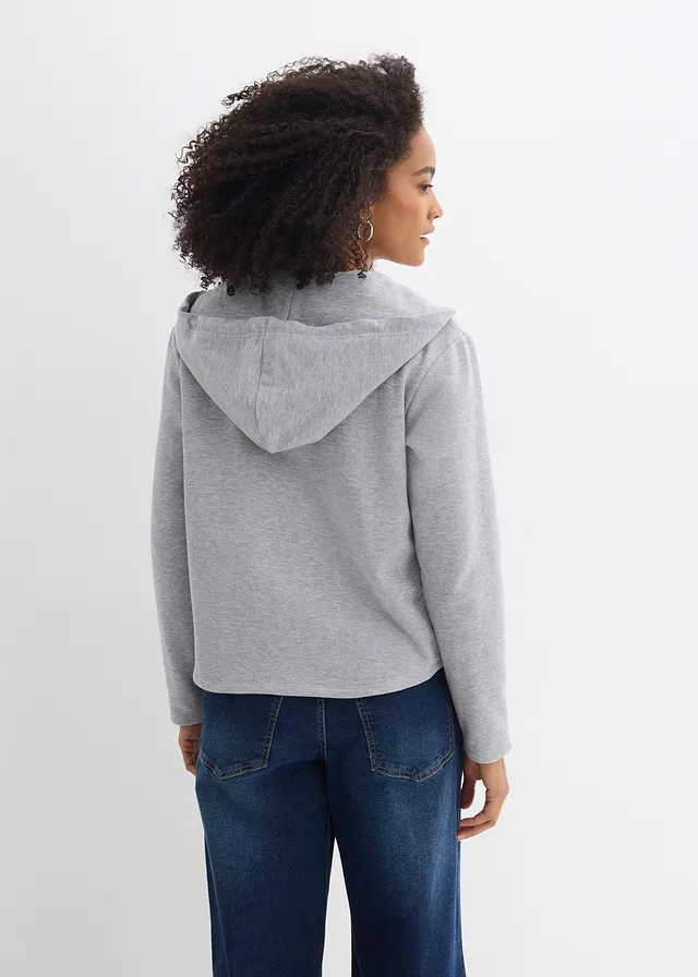 Sweat zippé à capuche avec polyester recyclé • gris clair chiné • product-page.page-title-suffix