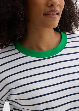 T-shirt manches longues 100% coton • blanc-bleu profond-vert gazon • Boutique bonprix