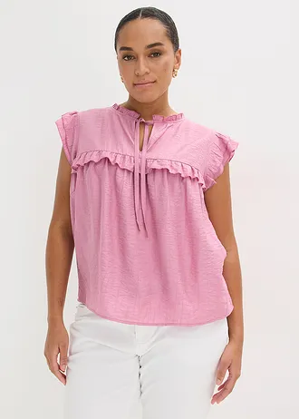 Shirtblouse in een viscosemix, Kleur: mauve