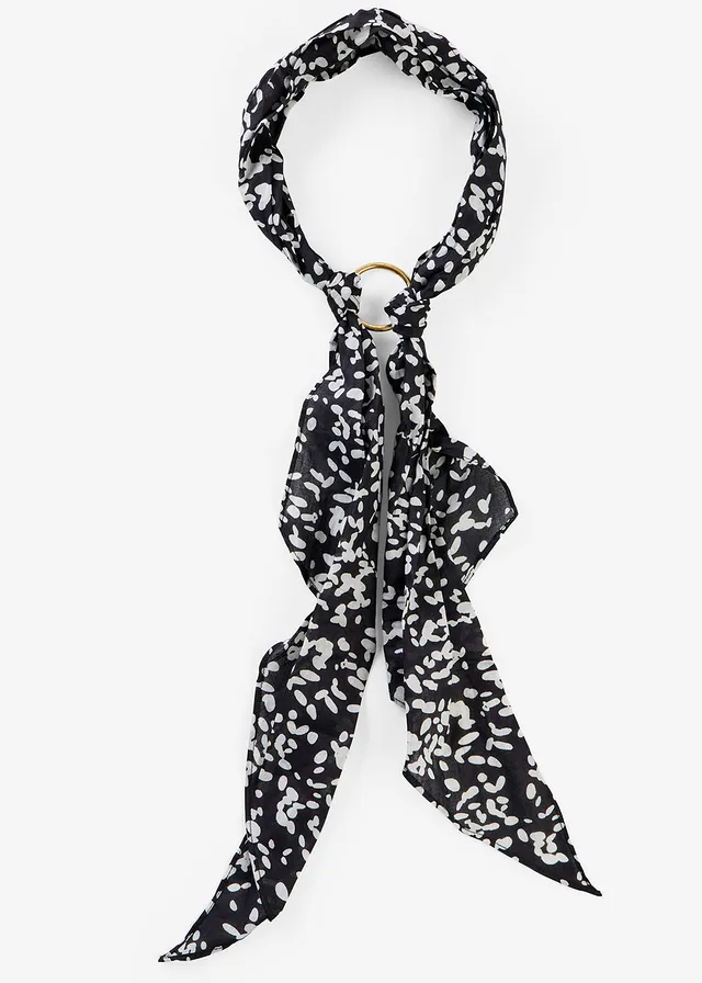 Sjaaltje met ringdetail • zwart/wit • bonprix online shop