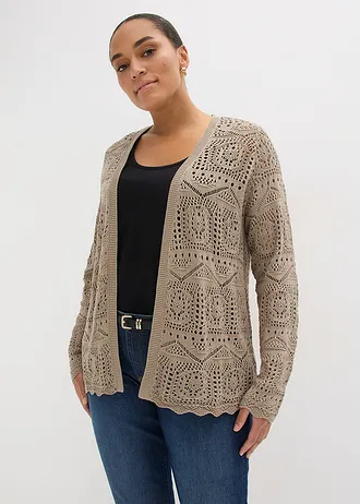 Ajour vest, Kleur: taupe
