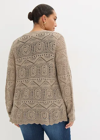 Ajour vest, Kleur: taupe