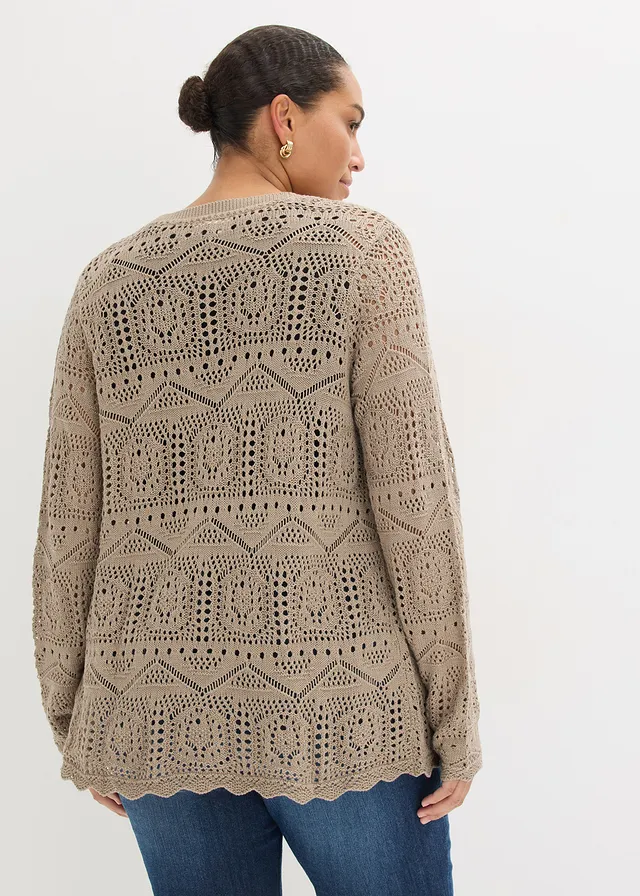 Ajour vest, Kleur: taupe