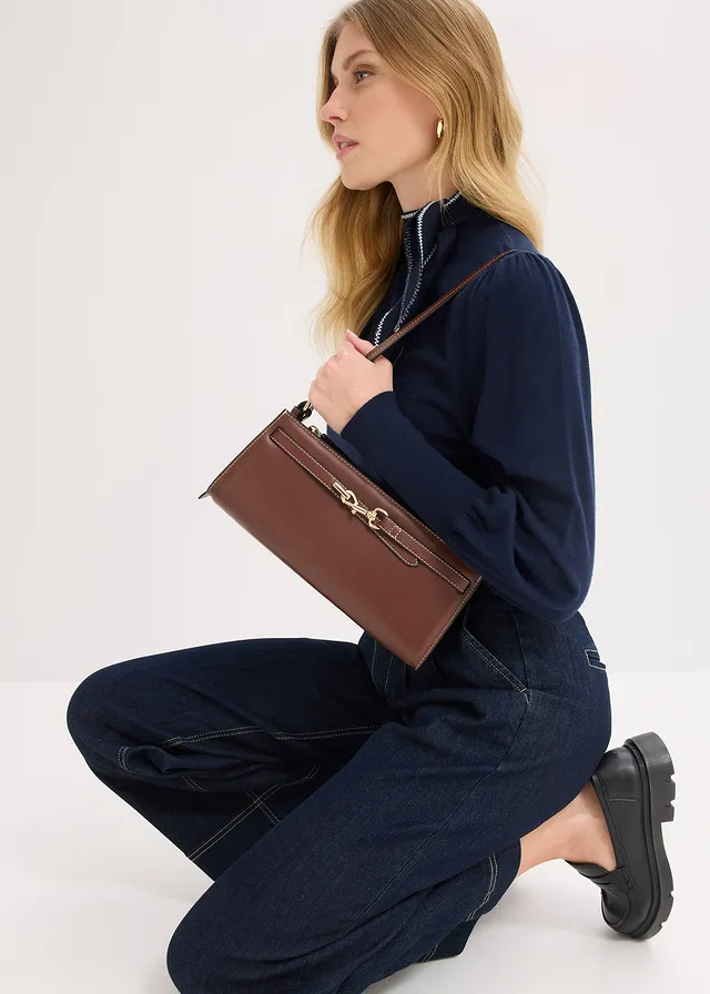 Schoudertas met gesp, Kleur: cappuccino