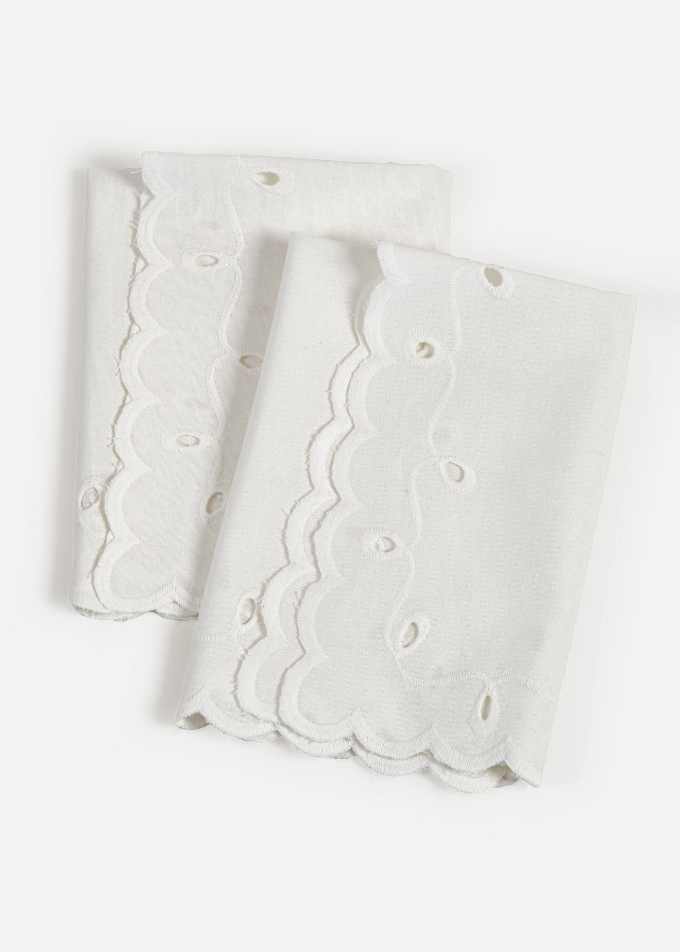 Lot de 2 serviettes en coton avec broderies • blanc • Boutique bonprix