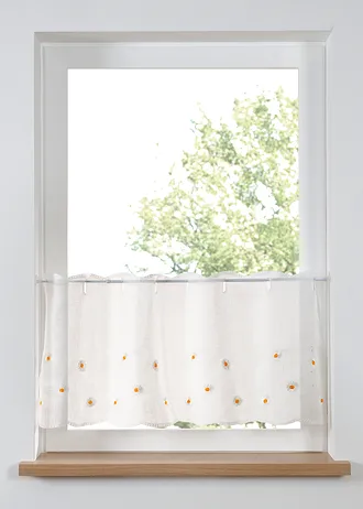 Brise-bise à broderie florale • blanc-sable • Boutique bonprix