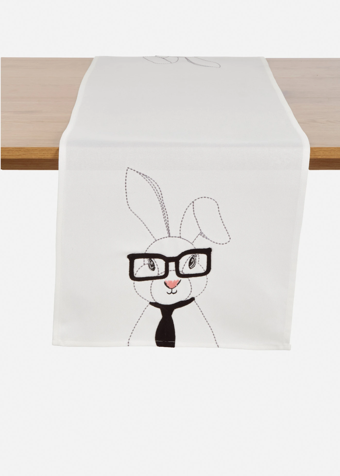 Tafelloper met geborduurde haas • crème-grijs-zwart • bonprix online shop