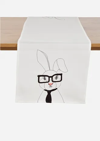 Chemin de table avec broderie de lapins • crème-gris-noir • Boutique bonprix