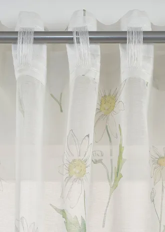 Záclona s kvetovanou potlačou (1 ks v balenÍ) • biela/zelená • obchod bonprix