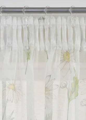 Gordijn met bloemenprint (1 stuk) • wit-groen • bonprix online shop