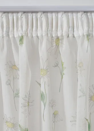 Firana w kwiaty (1 szt.) • biało-zielony • sklep bonprix